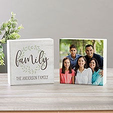 Family Wreath Personalized Wooden Block Shelf Decor - 35325