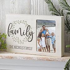 Family Wreath Personalized Whitewashed Off-Set Box Picture Frame - 35329