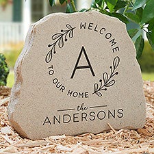 Welcome Wreath Personalized Standing Garden Stone - 35337