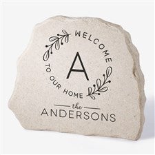Welcome Wreath Personalized Standing Garden Stone - 35337
