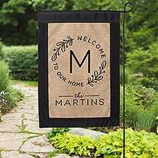 Welcome Wreath Personalized Burlap Garden Flag  - 35339