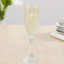 Script Initial Engraved Champagne Flutes  - 35350