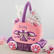 Princess Carriage Embroidered Plush Easter Basket - 35402