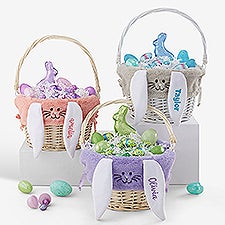 Personalized Bunny Easter Basket Liner  Basket with Folding Handle - 35445