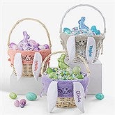 Personalized Bunny Easter Basket Liner & Basket with Folding Handle - 35445