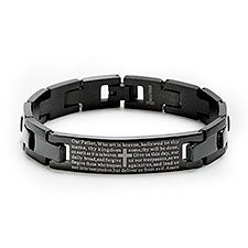 Black Engravable Mens Lords Prayer Bracelet  - 35558D