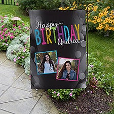 Bold Birthday Personalized Photo Garden Flag  - 35602