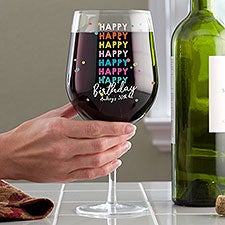 Happy Happy Birthday Personalized Oversized Wine Glass - 35610