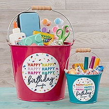 Happy Happy Birthday Personalized Metal Buckets - 35619