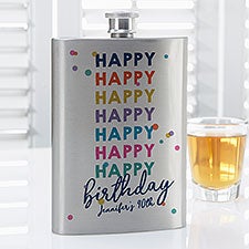 Happy Happy Birthday Personalized Flask  - 35620