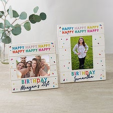 Happy Happy Birthday Personalized Shiplap Picture Frame - 35622