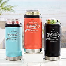 Groomsman Brewing Co. Personalized Stainless Insulated Skinny Can Holder - 35628