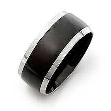 Mens Engraved Black Plate Steel Lined Band - 35656D