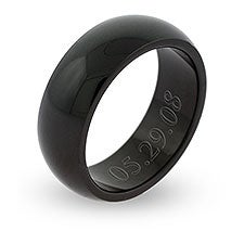 Mens Engraved Black Plate Stainless Steel Band - 35658D