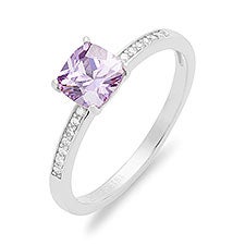 Cushion Cut Birthstone Pave Band Ring - 35660D