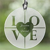 Etched Glass Suncatcher - Personalized Love Design - 3570