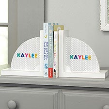 Vibrant Name Personalized Wooden Bookends - 35722