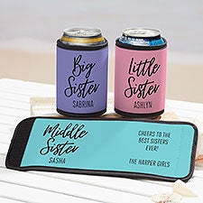 Sisters Forever Personalized Beer Can & Bottle Wrap  - 35751