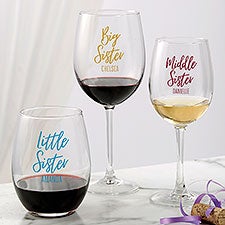 Personalized Wine Glass Collection - Sisters Forever - 35752