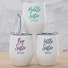 Sisters Forever Personalized Stainless Insulated Wine Cup  - 35756