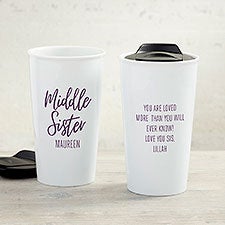 Sisters Forever Personalized. Double-Wall Ceramic Travel Mug - 35764