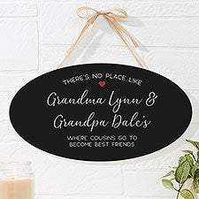 No Place Like Personalized Grandparents Oval Wood Sign - 35795