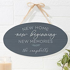 New Home, New Memories Personalized Oval Wood Sign  - 35818