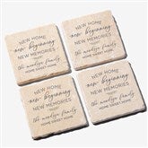 New Home, New Memories Personalized Tumbled Stone Coaster Set  - 35827