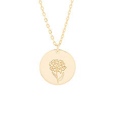 January Birth Flower Carnation Gold Pendant - 35868D