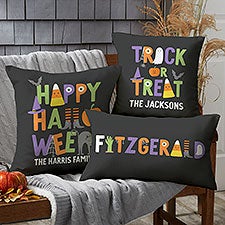 Personalized Outdoor Throw Pillow - Trick or Treat Icons - 35885