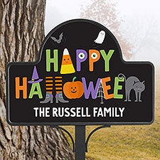 Personalized Halloween Magnetic Garden Sign - Trick or Treat Icons - 35888