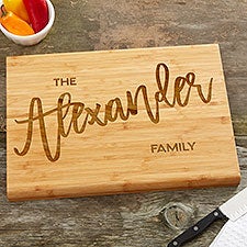 Personalized Bamboo Cutting Board - Bold Family Name - 35936
