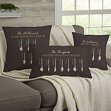 Family Broom Personalized Halloween Throw Pillows - 35961