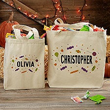 Personalized Halloween Canvas Tote Bags - Candy Pattern - 35979