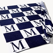 Personalized Initial and Blocks Woven Blanket - 36003D