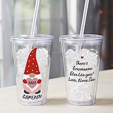 Gnome Personalized Valentines Day Insulated Acrylic Tumbler - 36076