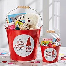 Gnome Personalized Valentines Day Metal Buckets - 36078