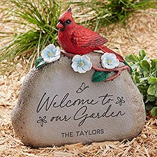Welcome To Our Garden Personalized Cardinal Garden Stone With Sound  - 36151