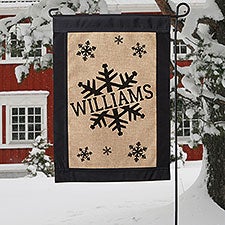 Personalized Burlap Garden Flag - Stamped Snowflake - 36232