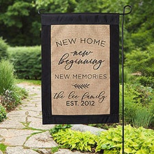 New Home New Memories Personalized Burlap Garden Flag - 36248