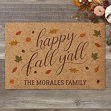 Personalized 18x27 Synthetic Coir Doormat - Happy Fall Yall - 36251