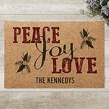 Peace Love Joy Personalized 18x27 Synthetic Coir Doormat - 36253