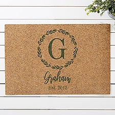 Personalized 18x27 Synthetic Coir Doormat - Laurel Monogram - 36257