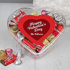 Happy Valentines Day Personalized Heart with Hersheys & Reeses Mix  - 36287D