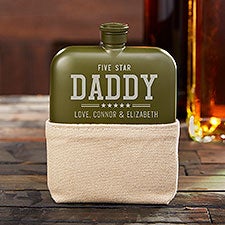 Five Star Dad Foster & Rye Personalized Matte Army Green Flask  - 36294