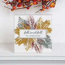 Stamped Leaves Personalized Wood Shelf Sitter - 36319