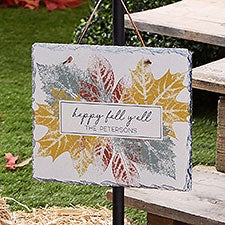 Personalized Slate Sign - Stamped Leaves - 36322