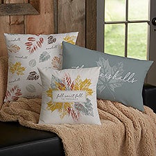 Personalized Throw Pillow - Stamped Leaves - 36359