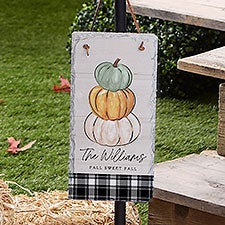 Personalized Slate Plaque - Fall Family Pumpkins - 36369