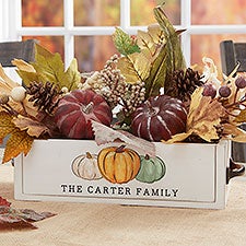 Personalized Wooden Box Centerpiece - Family Pumpkin Patch - 36375